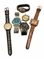 Group shot of all six wristwatches