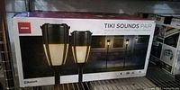 Retail box showing ION Tiki Sounds pair of solar Bluetooth speakers