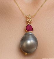 Pendant on model showing size and colour