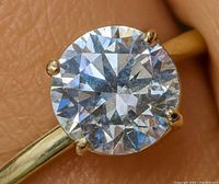 Close-up of lab diamond in four-prong 10K setting