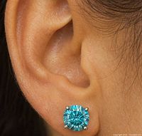Earring on ear showing size and color