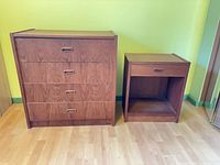 Front view of dresser and nightstand