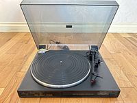 Overall view of Fisher MT-223A turntable with lid open