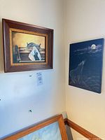 Both paintings displayed on wall for full lot view