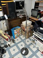 Full view of microphone stand in room