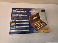 Front of sealed Mastercraft Maximum limited edition Gearwrench set packaging showing five wrenches in case