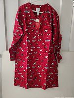 Front view of full nightgown hanging, tags visible