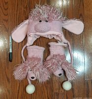 Hat and mittens full set with Sharpie for scale