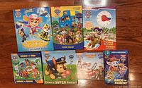 All seven Paw Patrol books laid out
