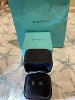 Tiffany bag, box, and open box showing earrings