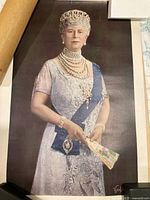 Color lithograph of Queen Mary wearing jewels and sash