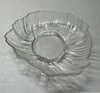 Overall view of clear fluted glass bowl
