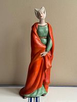 Front view of signed Ugo Zaccagnini ceramic Renaissance woman figurine