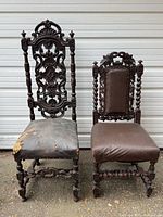 Front view of both carved side chairs