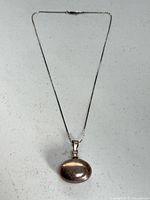 Full necklace showing chain and oval pendant