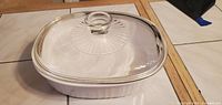Casserole with lid in place