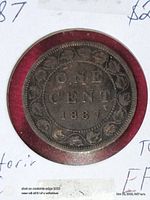 Reverse of 1887 Canadian large cent showing denomination and date