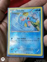 Front of Totodile card showing artwork, stats and card number