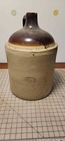 Full view of Medalta stoneware crock jug front