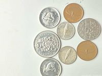 Group of eight Canadian coins laid out