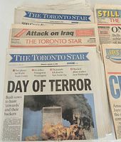 Stack showing Sept 12 2001 ‘Day of Terror’ and other mastheads
