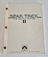 Front cover showing Star Trek The Motion Picture II title, Paramount logo, three-brad binding