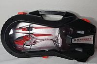 Front view of case showing helicopter through window