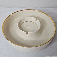 Top view showing overall form, gold rim, center insert