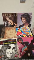 Five albums including Charlie LP, curly-haired portrait LP, Goodman LP, abstract multicolored LP, The Best of Joan Baez LP