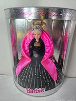 Front view of boxed Happy Holidays Barbie