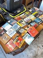 Group shot showing most audiobook CD sets laid out on table