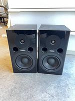 Front view of both Fostex PM-1 MKII monitors showing drivers and ports