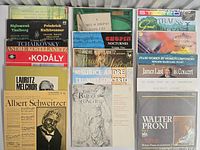 Front view of all 17 LP covers arranged in four columns