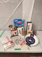 Full group view of all kitchen items on table