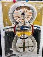 Full view of abstract painting on paper