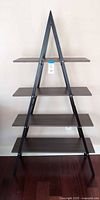 Front view of assembled A-frame ladder shelf