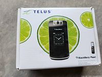 Front of Telus retail box showing BlackBerry Pearl graphic