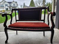 Front view of wooden bench