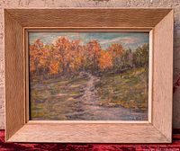 Framed landscape oil painting front view
