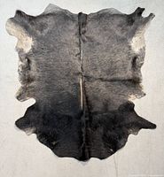 Full view of cowhide showing coloration and size