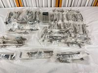 Overview of all bagged cabinet pulls laid out
