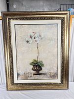 Full view of framed orchid print showing artwork and frame