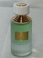 Full view of perfume bottle showing bottle design and cap