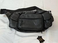 Front view showing overall bag and Genuine Leather tag