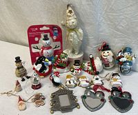 Entire assortment laid out showing variety of ornaments and figures