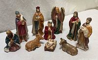 Entire 10-piece nativity set displayed