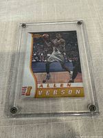 Front of Allen Iverson rookie card in holder