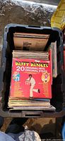 Top view of bin filled with LP records, Daffy Dances album visible
