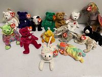 Group shot of all Ty Beanie Babies arranged on tabletop