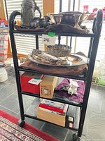 Front view of one rack loaded with items